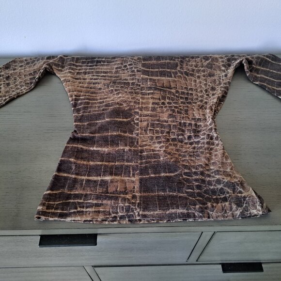 MaxMara V Neck Wrap Style Croco Pattern Wool Blend Sweater Draped Top Italy Sz S - Picture 11 of 11